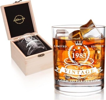 SZKLANKA DO WHISKY GRAWER 1983 360 ml DREWNIANE PUDEŁKO OZDOBNE