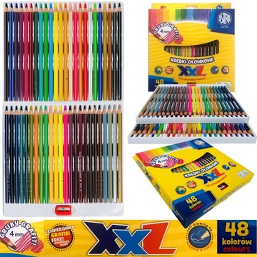 KREDKI OŁÓWKOWE ASTRA GRUBY GRAFIT 4mm XXL 48 KOL