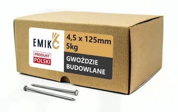 Gwoździe budowlane 4,5x125mm 5 cali Czarne Gładkie 5kg