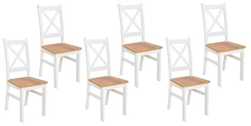 KRZESŁA KRZYŻAK 6 SZT. BIAŁE + DĄB CRAFT