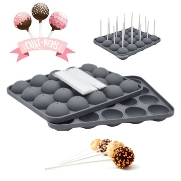 Forma do ciasteczek CAKE POPS 'ów [ZESTAW] szara