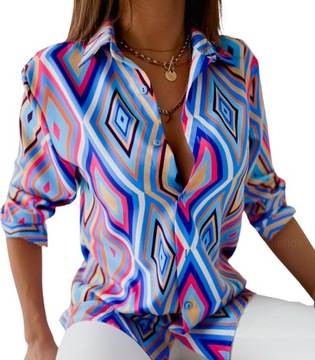 Koszula damska geometryczny wzór bluzka 40 L