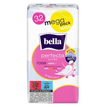 BELLA Podpaski Perfecta Ultra Rose 32 szt MEGAPACK