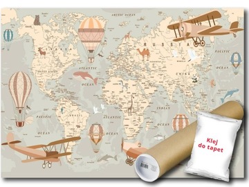 FOTOTAPETA WINYLOWA MAPA ŚWIAT PODRÓŻE 416x254