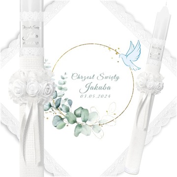 крестильный набор, подсвечник + крестильный халат