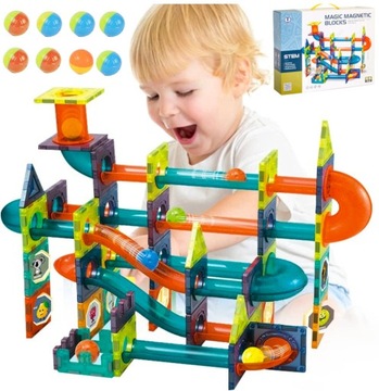 KLOCKI MAGNETYCZNE KONSTRUKCYJNE TOR KULKOWY 96el 3D MAGNETIC EDUKACYJNE