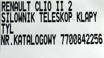 VZPĚRY/TLAKOVAČE KRYT ZADNÍ RENAULT CLIO 2 II 7700842256C