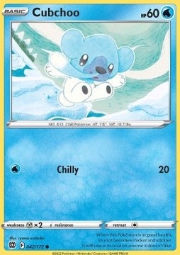 Oryginalna Karta Pokemon Brilliant Stars - Cubchoo BRS 042