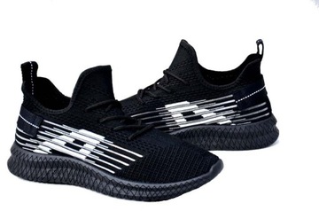 BUTY SPORTOWE ADIDASY PÓŁBUTY TRAMPKI LEKKIE CZARNE siatka AA