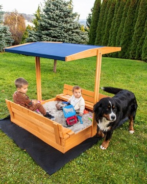 ПЕСОЧНИЦА С ВЕРХНЕЙ ДЕРЕВЯННОЙ ПРОПИТКИ, ЗАКРЫТАЯ, 120 см, ПЕРСОНАЛИЗАЦИЯ