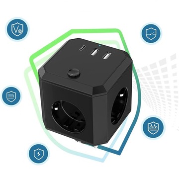 ЭЛЕКТРИЧЕСКАЯ РОЗЕТКА ПЕРЕХОДНИК 7В1 240 В-10 А