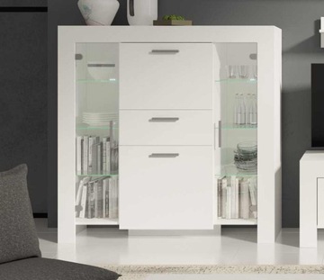 Biały Barek Komoda / Witryna 130cm EZO 7