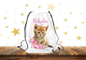 ZESTAW PODUSZKA KUBEK WOREK KOT KOTY KOTKI IMIĘ