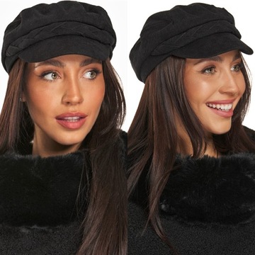 CZARNY KASZKIET BERET BAKER BAY CZAPKA ze sztruksu