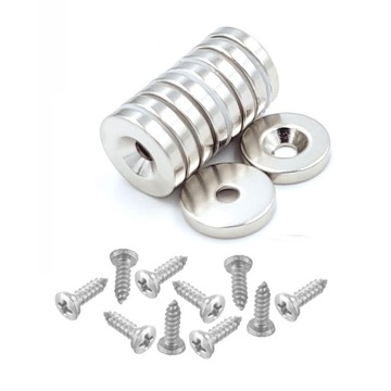 MAGNES NEODYMOWY Z OTWOREM pod wkręt 16x3mm okrągły, walcowy, HUNTER 10 SZT