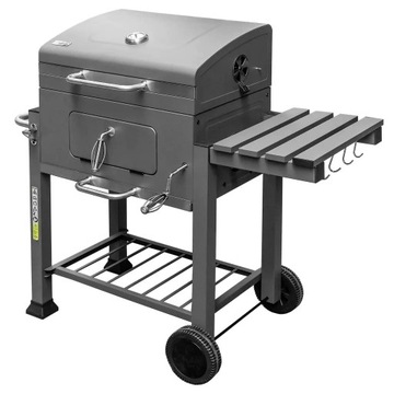 Grill węglowy ogrodowy duży ŻELIWNY RUSZT z POKRYWĄ REGULACJA TERMOMETR