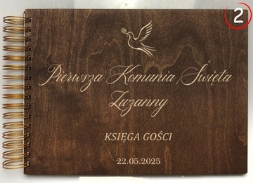 DREWNIANA KSIĘGA GOŚCI NA KOMUNIĘ ŚWIĘTĄ PERSONALIZOWANY GRAWER PAMIĄTKA