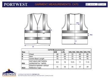 Kamizelka ostrzegawcza z taśmami pionowymi i poziomymi C470