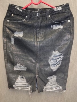 MISSGUIDED spódnica jeansowa szara damska UK 6