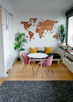 Деревянная карта мира на стену с булавками, 20 шт.