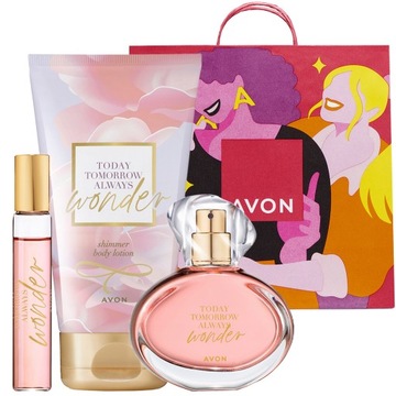 AVON TTA WONDER ZESTAW KOSMETYKÓW PREZENT WODA PERFUMOWANA 50ML +GRATIS