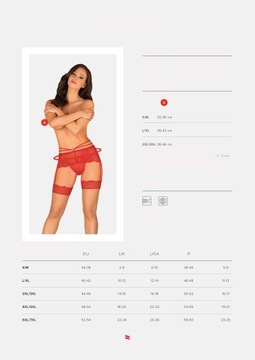 Пояс с подвязками Obsessive Loventy Красный S/M