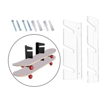 Stojak wystawowy do montażu na ścianie na deskorolkę 13x5x1,2 cala, akryl, przezroczysty