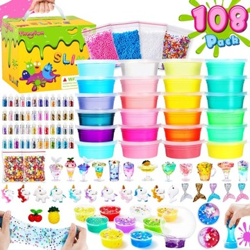 108x ZESTAW KOMPLET DO ROBIENIA SLIME GLUTÓW DLA DZIECI DIY KREATYWNY 108W1
