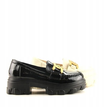 ЖЕНСКИЕ ХИТ-МОКАСИНЫ С ЦЕПОЧКОЙ 16370 ЧЕРНЫЕ ЛАК 40