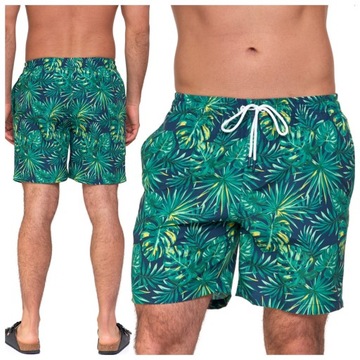 SPODENKI SZORTY MĘSKIE KĄPIELÓWKI WZÓR LIŚCIE KOLOROWE DLA NIEGO MORAJ L
