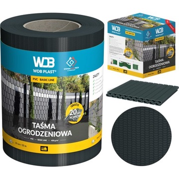 TAŚMA OGRODZENIOWA ANTRACYT 19cmx35m OSŁONA NA PŁOT OGRODZENIE PANELOWE