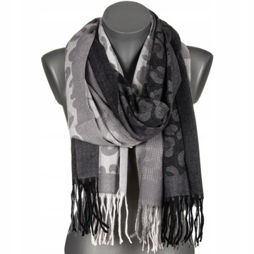 Серый большой женский шарф, теплый хлопковый шарф