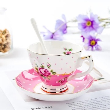 ТОНКАЯ ФАРФОРОВАЯ ЧАШКА РОЗОВАЯ РОЗА 220 МЛ КОСТЯНОЙ ФАРИН НА ПОДАРОК