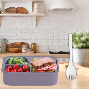 LUNCHBOX, серый контейнер для сэндвичей, обеда, школы, с 3 отделениями