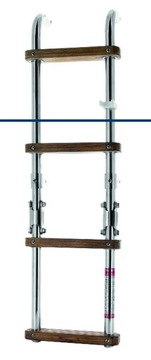 Drabinka składana 4 stopnie teak nierdz lux 760 mm