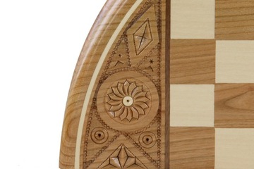 Шахматы Рубин - круглый футляр ручной работы (33см)