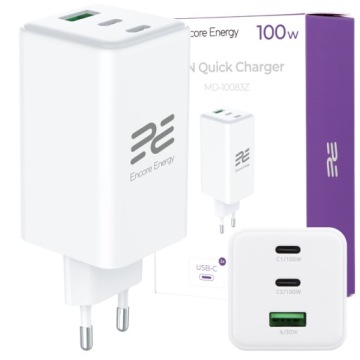 Rychlá nabíječka GaN 3x Usb trojitá Qc Pd Usb-c Usb-a Encore Energy 100W