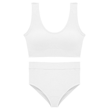 KOMPLET BIELIZNY SPORTOWEJ BEZSZWOWEJ BIAŁY XL/XXL