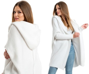 NEIRO LUŹNY SWETER KARDIGAN Z KAPTUREM OVERSIZE