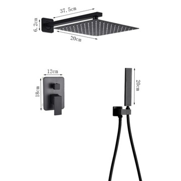 KRAN BATERIA PRYSZNICOWA ŁAZIENKOWA CZARNY MAT v10