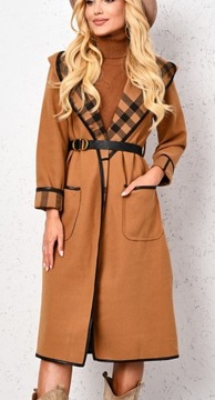 ПАЛЬТО НА ПОДКЛАДКЕ И ремнем светло-коричневого цвета