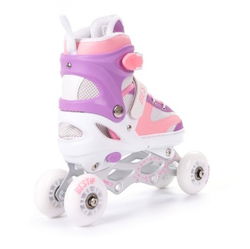 РЕГУЛИРУЕМЫЕ КОНЬКИ РОЛИКОВЫЕ КОНЬКИ 4в1 КОНЬКИ СО СМЕННОЙ ЛАЗКОЙ BESTIF 34-37