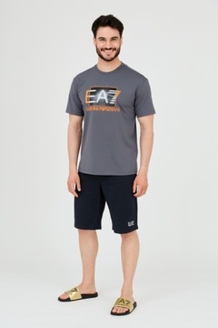 EA7 Szary t-shirt z holograficznym logo L