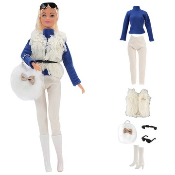 DAMSKI ZESTAW UBRANKO FUTERKO TOREBKA WYSOKIE BUTY DLA LALKI TYPU BARBIE