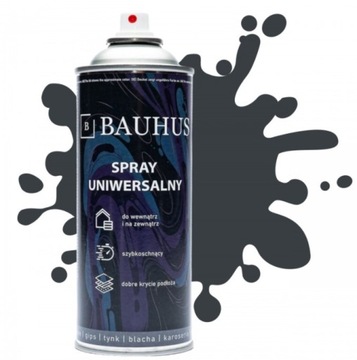 BAUHUS LAKIER UNIWERSALNY FARBA SPRAY EMALIOWA RAL 7016 ANTRACYT POŁYSK