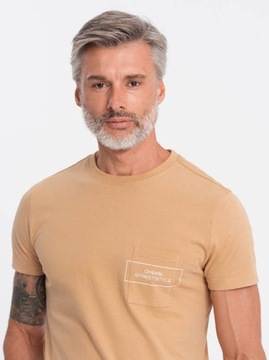 T-shirt męski bawełniany jasnobrązowy V6 S1742 L