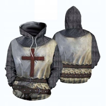 XXLęska bluza 3D średniowieczny rycerz templariusz
