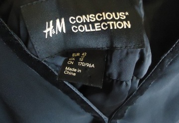 H&M CONSCIOUS elegancka koktajlowa czarna sukienka suknia studniówka 42