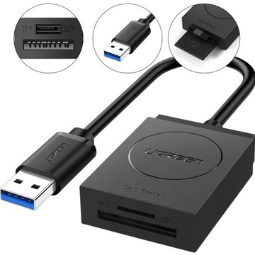 CZYTNIK KART PAMIĘCI SD MICRO SD JEDNOCZEŚNIE USB ADAPTER UGREEN CR127