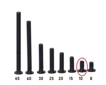 ВИНТ M5x10 мм V-SLOT T-SLOT M5 10 мм ЧЕРНЫЙ С ПЛОСКОЙ ГОЛОВКОЙ - 25 шт.